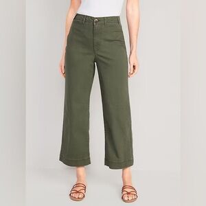 NWT Old Navy Green High-Waisted Crop Chino Wide-Leg Pants - Size 10